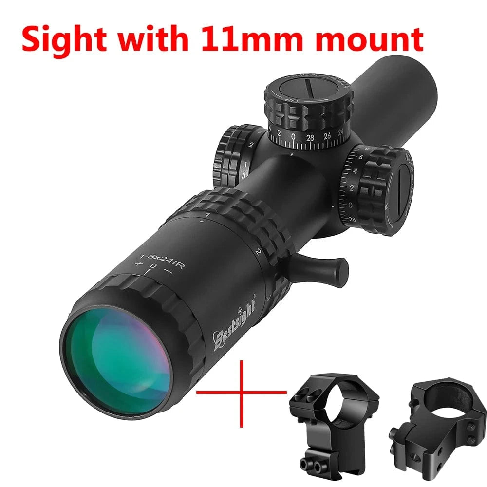 1-5X24 Tactical Optical Rifle Scope Red and Green Illuminated Reticle Hunting Scopes Compact Scope Ar15 Sight sight with 11mm / Poland