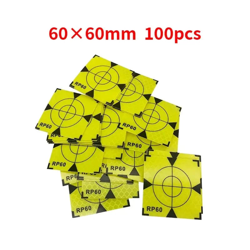 100pcs Size 60x60 20 30 40 50mm Reflector Sheet For Total Station Survey Geography Fluorescent Green Triangle Reflective Sticker 60x60MM