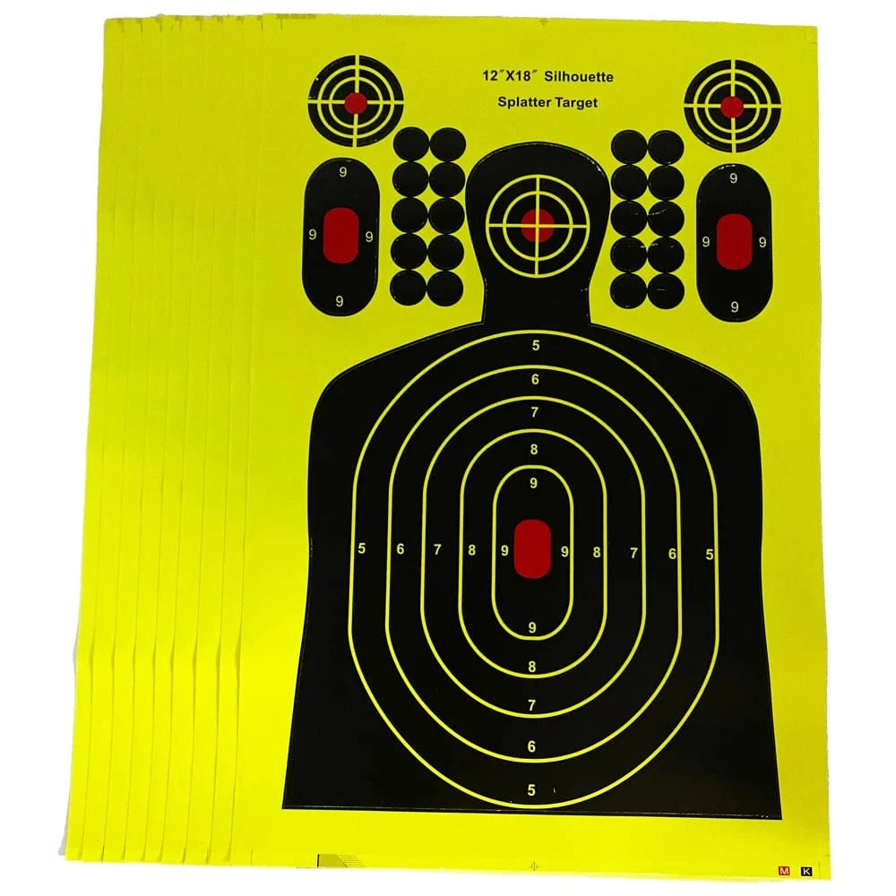 12"X18" Self-Adhesive Splatter Splash & Reactive(Color Impact) Shooting Sticker Targets(Man Silhouette) 10 Pcs/Pack 12"X18" Self