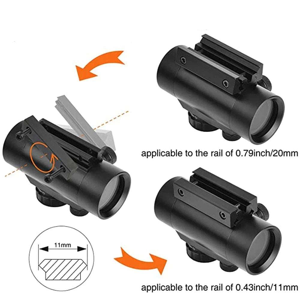 1x40 Red Dot Sight Green Red Dot Sight Illuminated Airsoft Air Hunting with 11/20mm Rails
