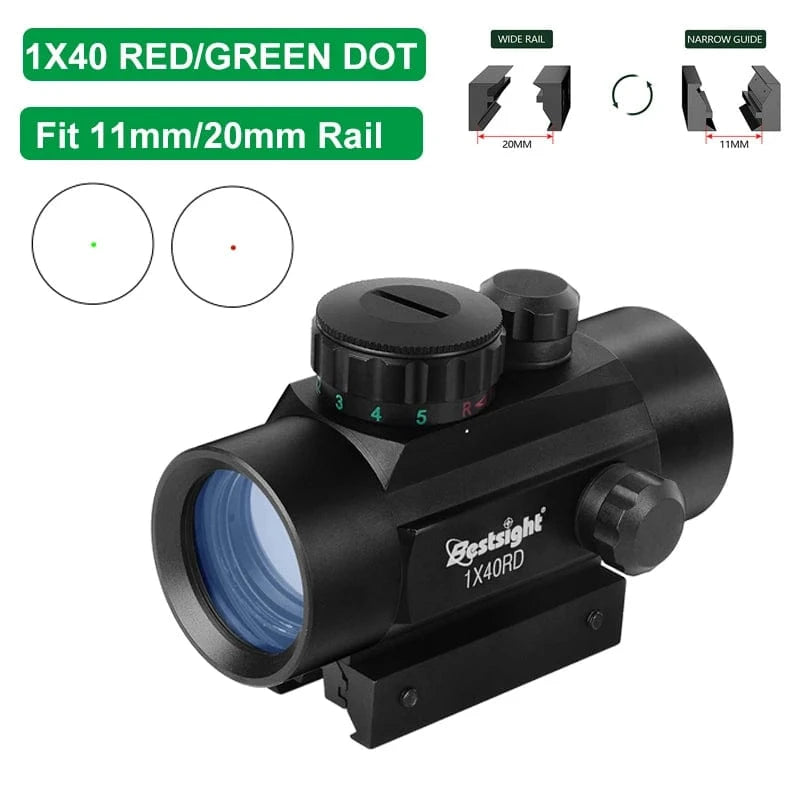 1x40 Red Dot Sight Green Red Dot Sight Illuminated Airsoft Air Hunting with 11/20mm Rails 1X40 / Poland