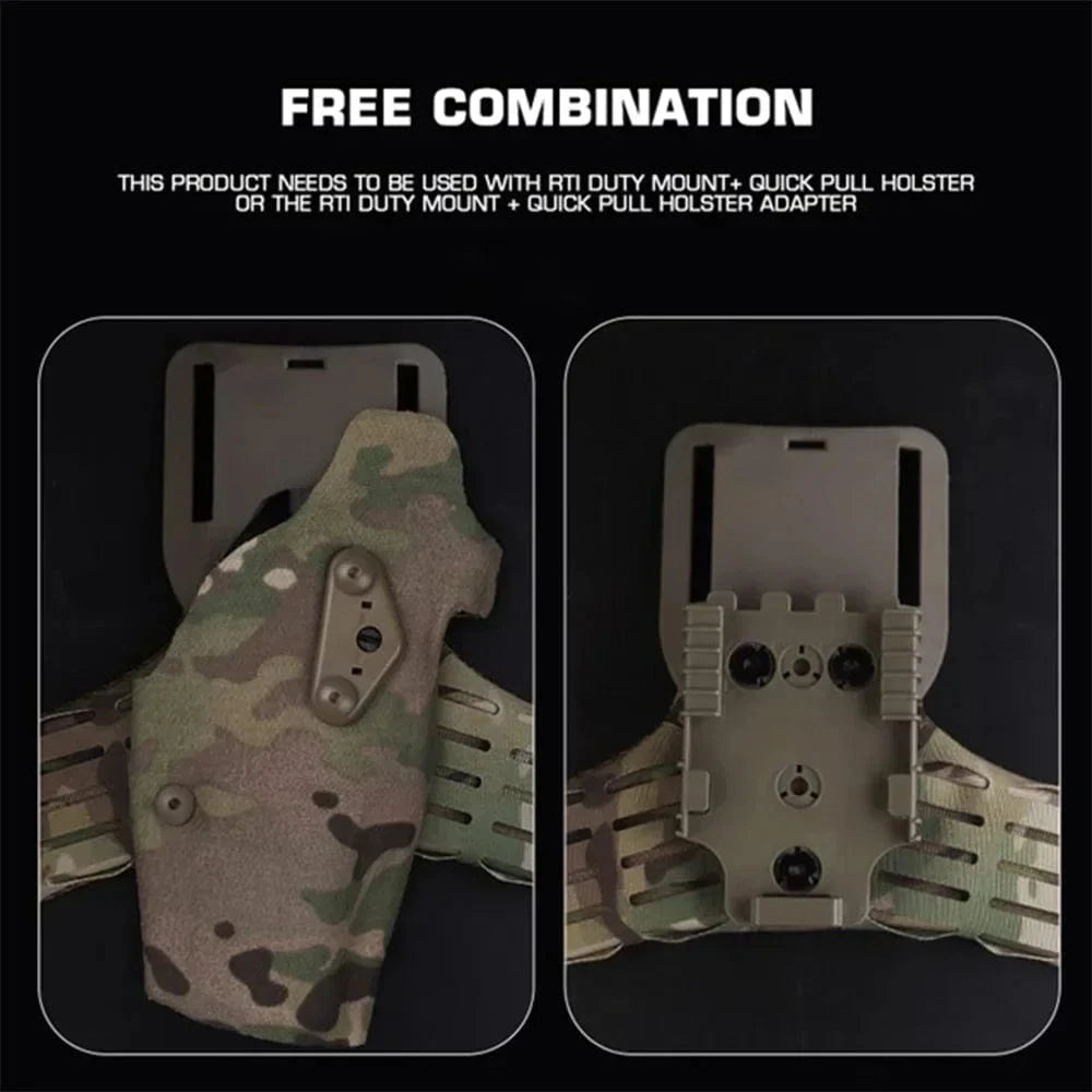 3-Hole Side Kick Holster Pad ARC Lower Plate Accessories for Tactical UBL MHA QLS MOLLE Leg Band Hunting 9mm .22LR Speed Loader