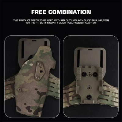 3-Hole Side Kick Holster Pad ARC Lower Plate Accessories for Tactical UBL MHA QLS MOLLE Leg Band Hunting 9mm .22LR Speed Loader