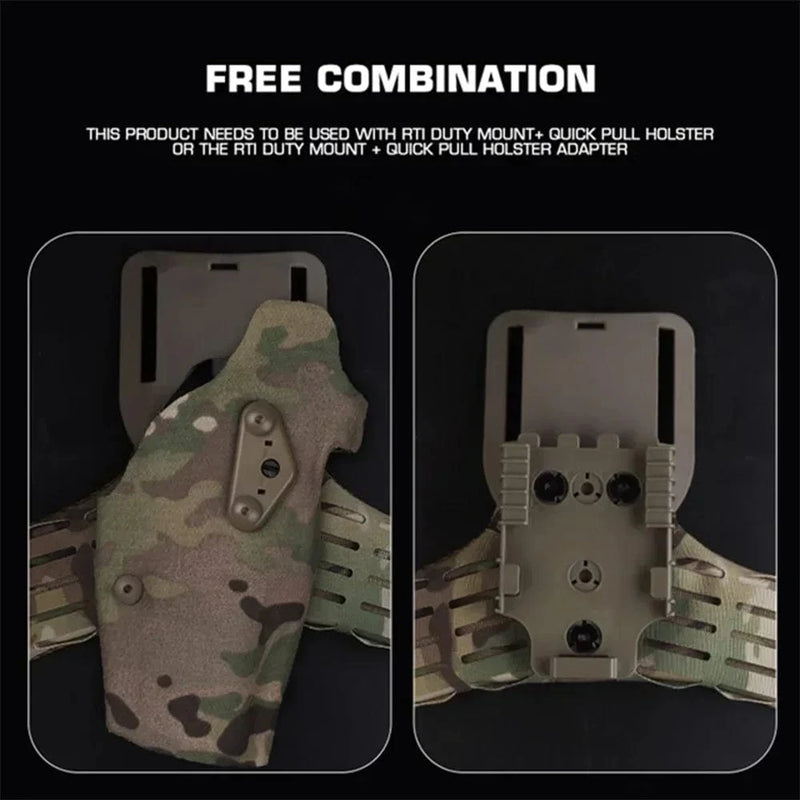 3-Hole Side Kick Holster Pad ARC Lower Plate Accessories for Tactical UBL MHA QLS MOLLE Leg Band Hunting 9mm .22LR Speed Loader