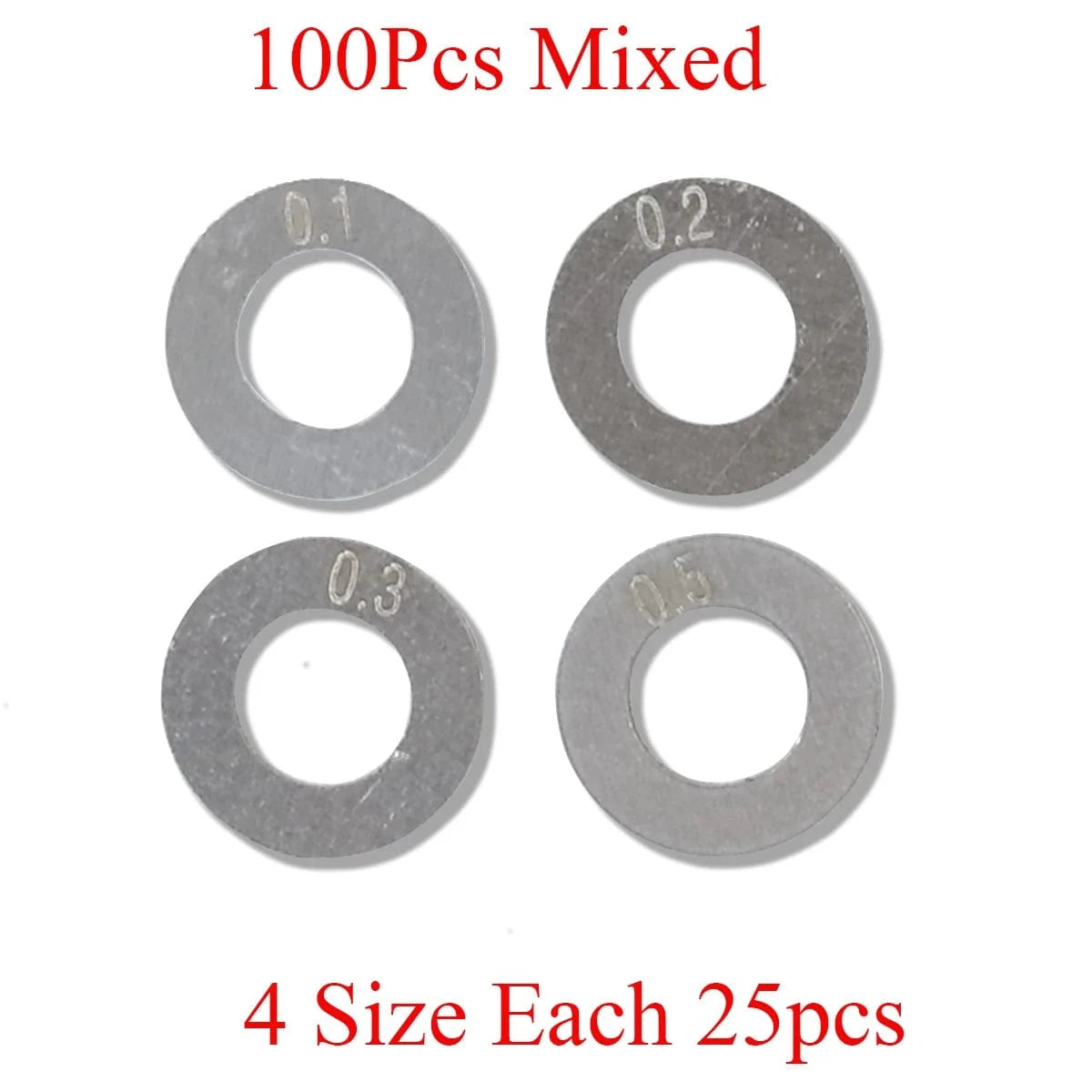 AEG 100pcs 0.1/0.2/0.3/0.5 Stainless Steel Super Precision Shim Set For Airsoft AEG Ver.2/3/7 Gearbox Clearance Adjustment 100pcs Mixed