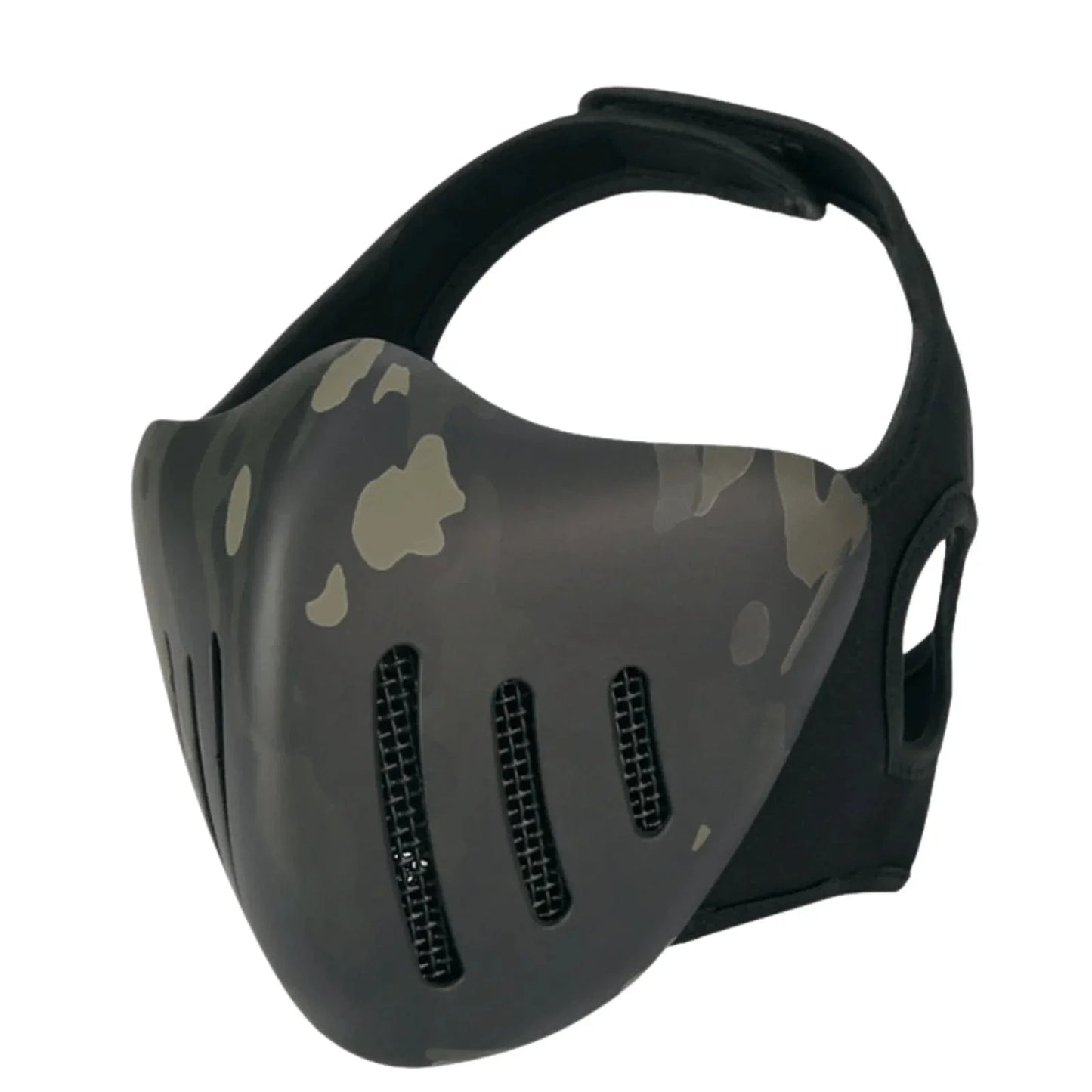 Airsoft Mesh Half Face Mask Breathable Face Protection for Hunting Airsoft Wargame Cosplay Multi-Camo Black