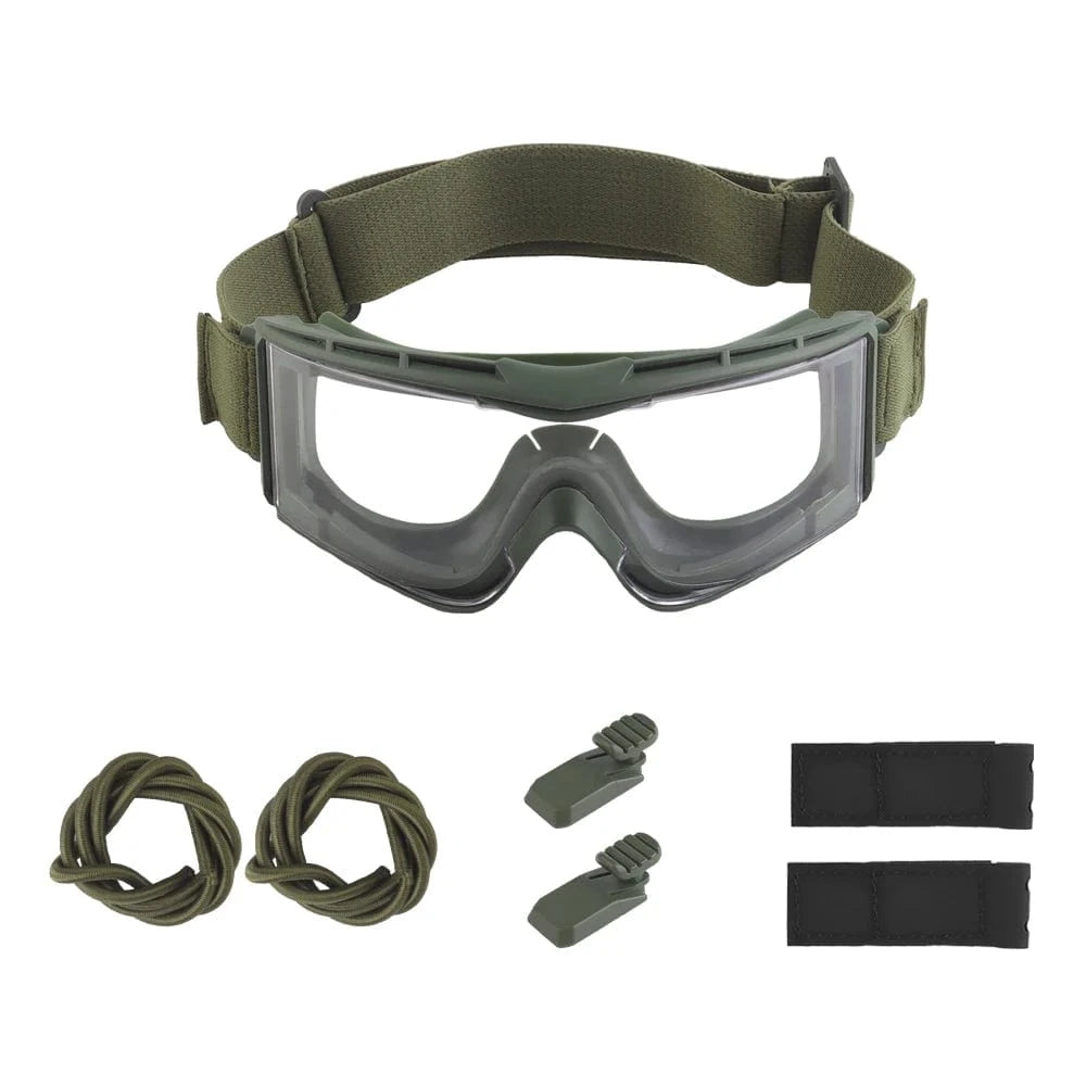Airsoft Tactical Goggles Windproof Dustproof Cycling Motorcycle Hiking Ski Glasses Paintball Shooting Fast OPS Helmet Safe Gear GG-005 Green