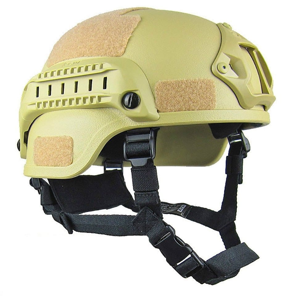 Casque Tactique Militaire Airsoft Paintball SWAT - Noir/Sable - Protection Rapide