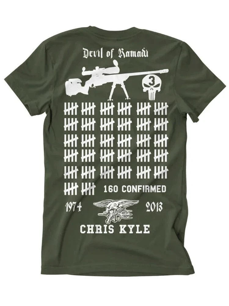 Cheavyweight streetwear Devil Ramadi Chris Kyle Naval SEAL Sniper Premium Cotton Short Sleeve O-Neck Mens New S-5XL