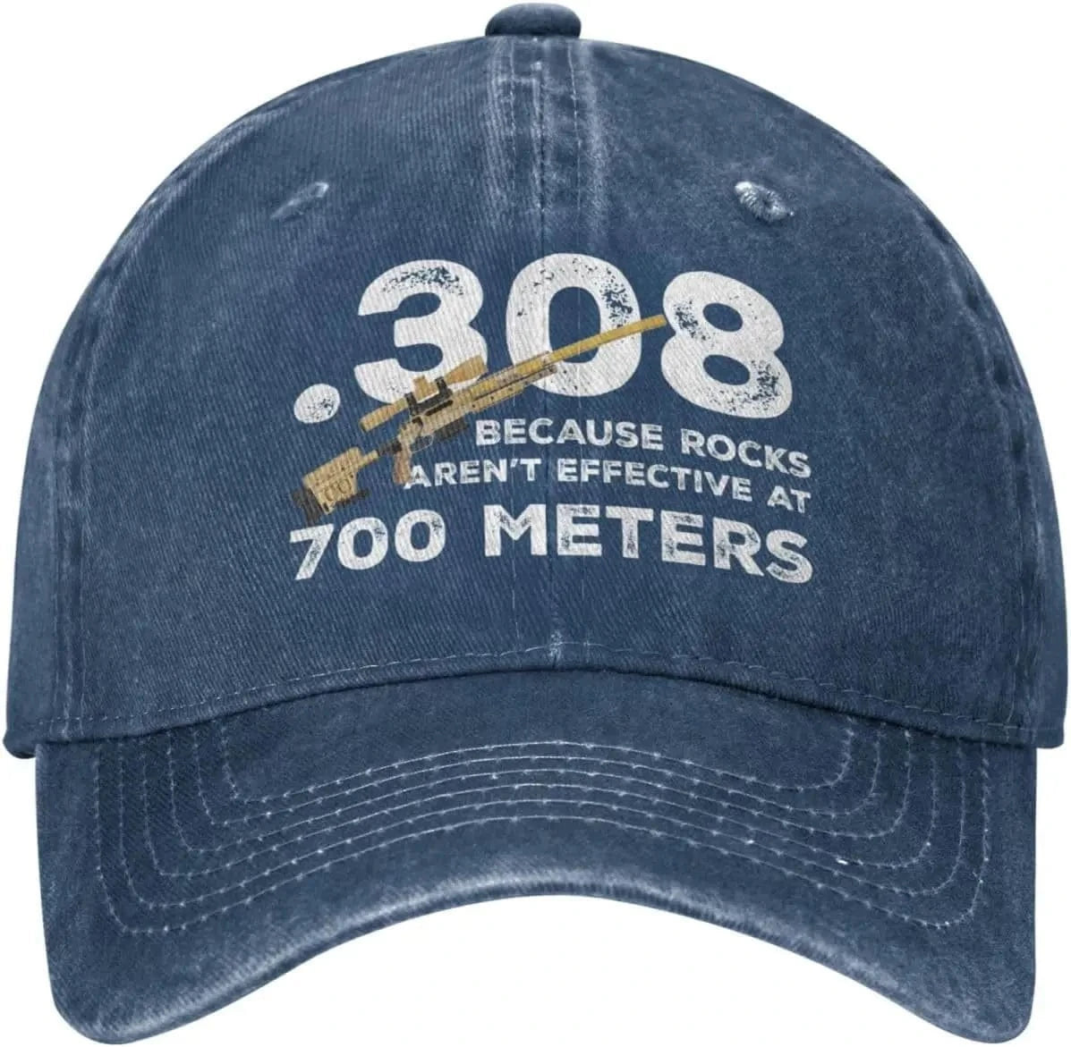 Funny Hat 308 Because Rocks aren't Effective at 700 Meters Hat Women Dad Hats Fashionable Hats 4 / Adjustable
