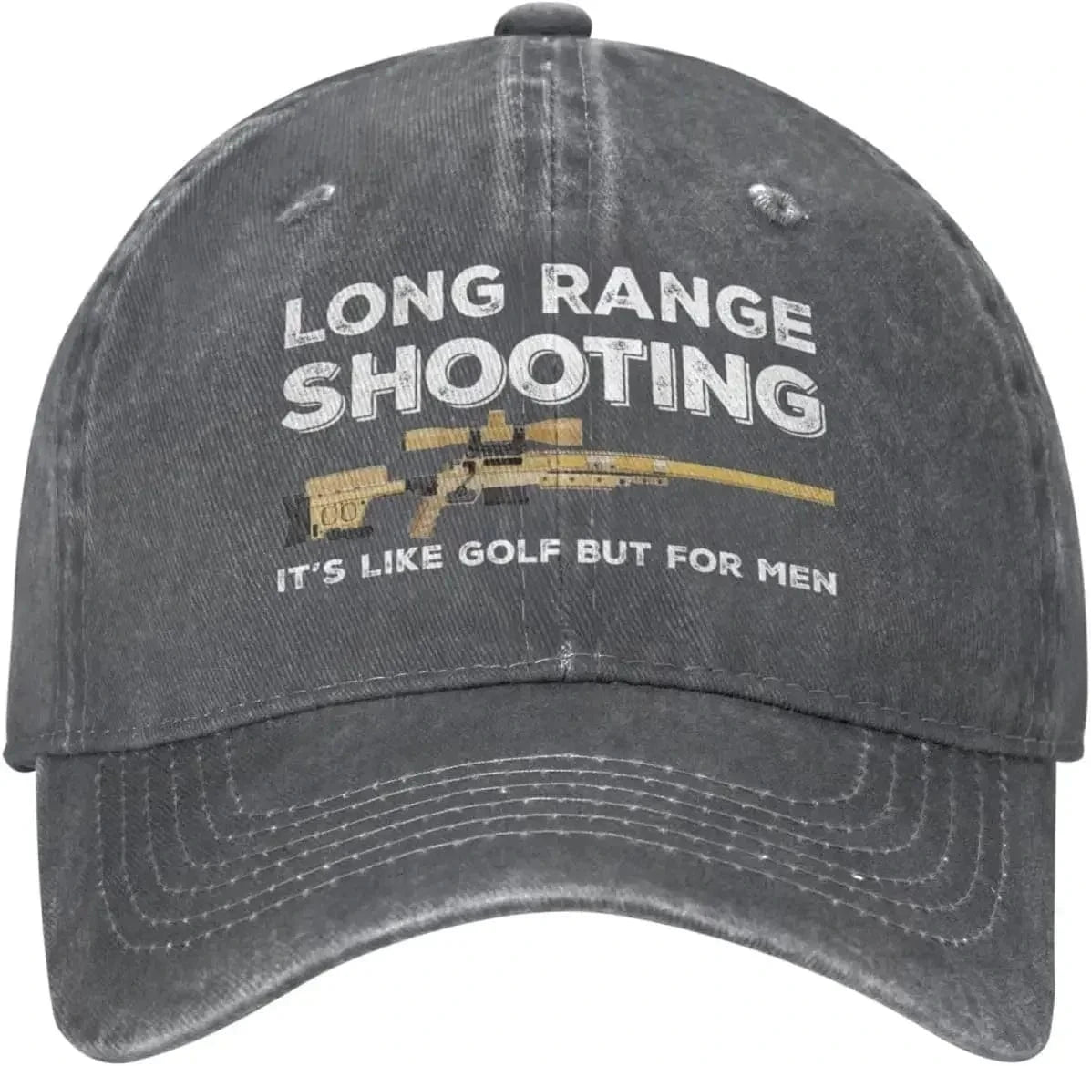 Funny Hat Long Ranges Shooting It's Like Golf But for Men Hat for Men Dad Hats Vintage Cap Deep Heather / Adjustable
