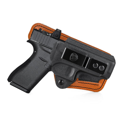 G43X Holster with Comfort Foam Pad IWB Kydex Leather Hybrid Holster for Glock 43 43X 48 Red Dot Optic Internal Concealed Carry