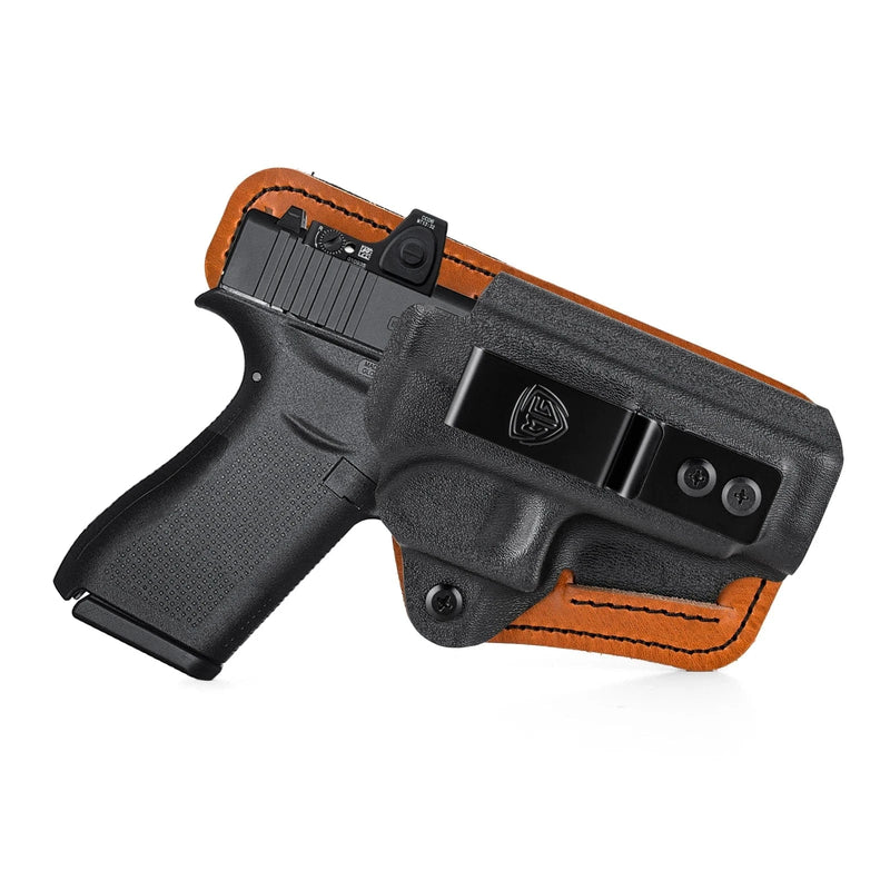G43X Holster with Comfort Foam Pad IWB Kydex Leather Hybrid Holster for Glock 43 43X 48 Red Dot Optic Internal Concealed Carry