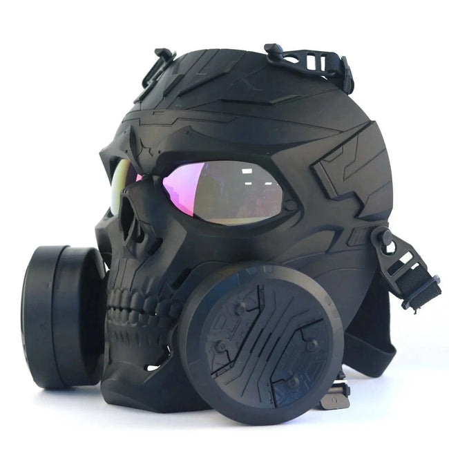 Game Protection Mask For BB Gun CS Cosplay Airsoft Costume Halloween Party Movie Props Anti-Fog Lens Skull Full Face Game Mask black / CN