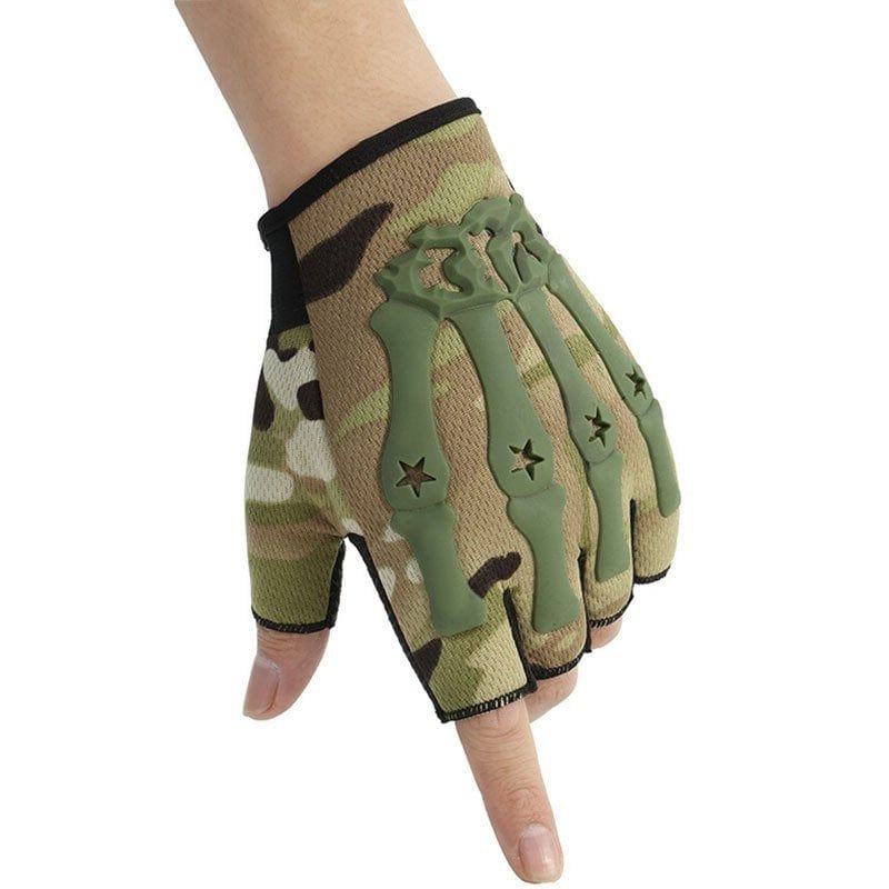 Gants squelette RaptorGrip demi-doigt Multicam