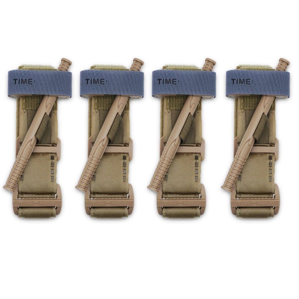 Garrot militaire hémostase Rhino REscue Kaki 4pcs