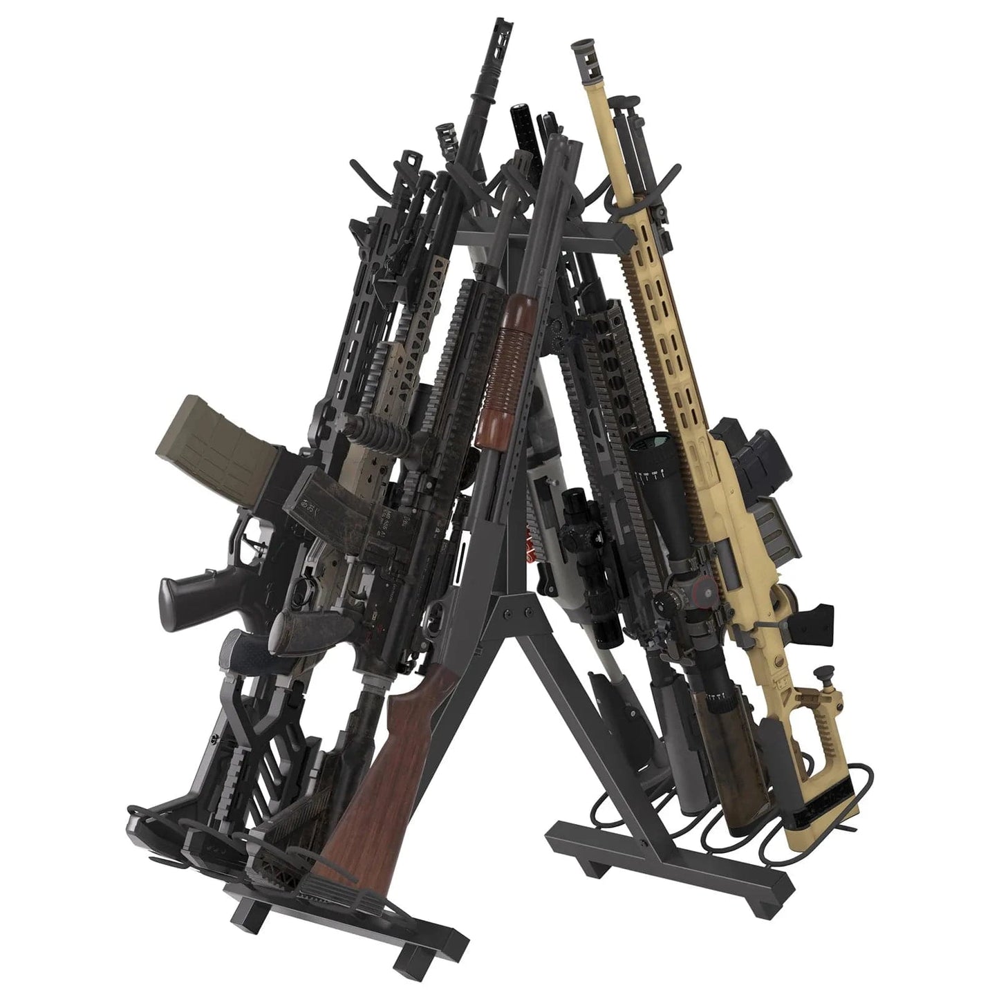 Gun Rack 8-Slot Multifunctional Gun Equipment Storage Rack Hunting Weapon Display Rack Shotgun Rifle Indoor Metal Display Stand Gun Rack