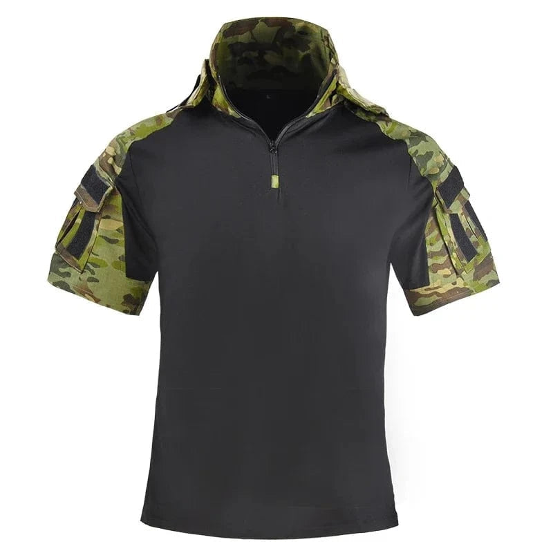 HAN WILD Hiking T-Shirt Tactical Shirt Summer Camouflage Wear Resistant Shirt Camping Hunting Shirt Casual Pants Men Clothing Green CP / 5XL 105-110kg