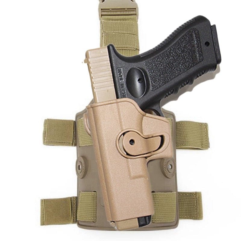 Holster cuisse droitier Glock M2S Ensemble 1 (marron-vert)