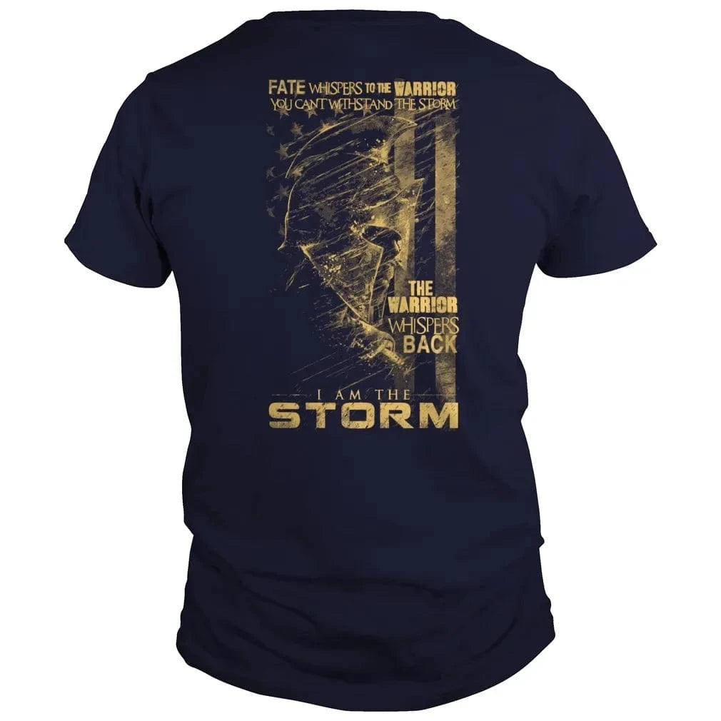 I Am The Storm - Spartan Warrior T-Shirt 100% Cotton O-Neck Summer Short Sleeve Casual Mens T-shirt Size S-3XL Navy Blue / S