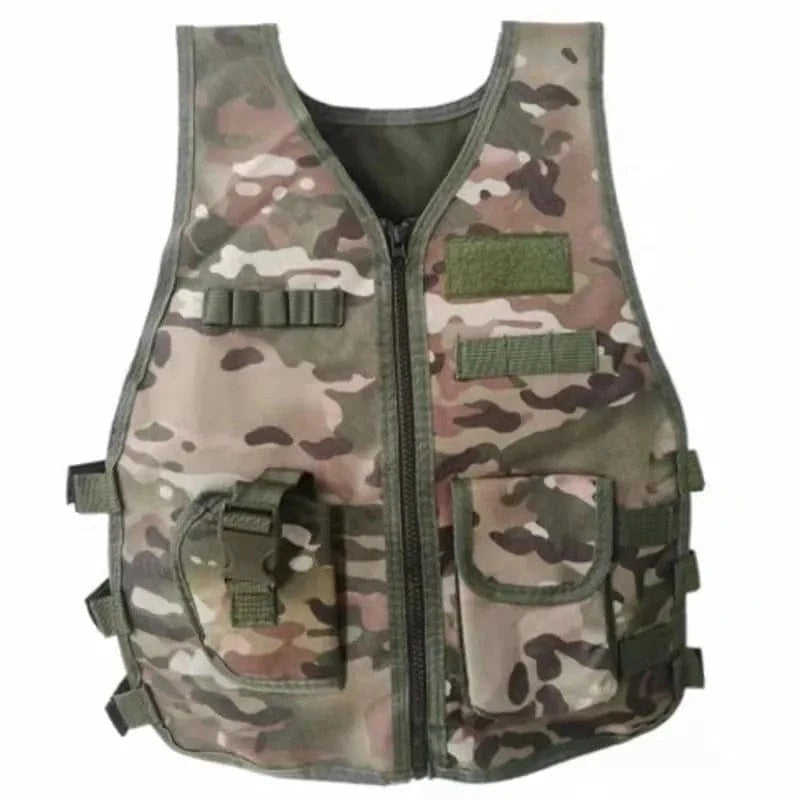 Kids Camouflage Sniper Vest Children CS Game Hunting Clothes Children Cosplay Costume Airsoft Sniper Uniform Green cp / Adlt height 55cm