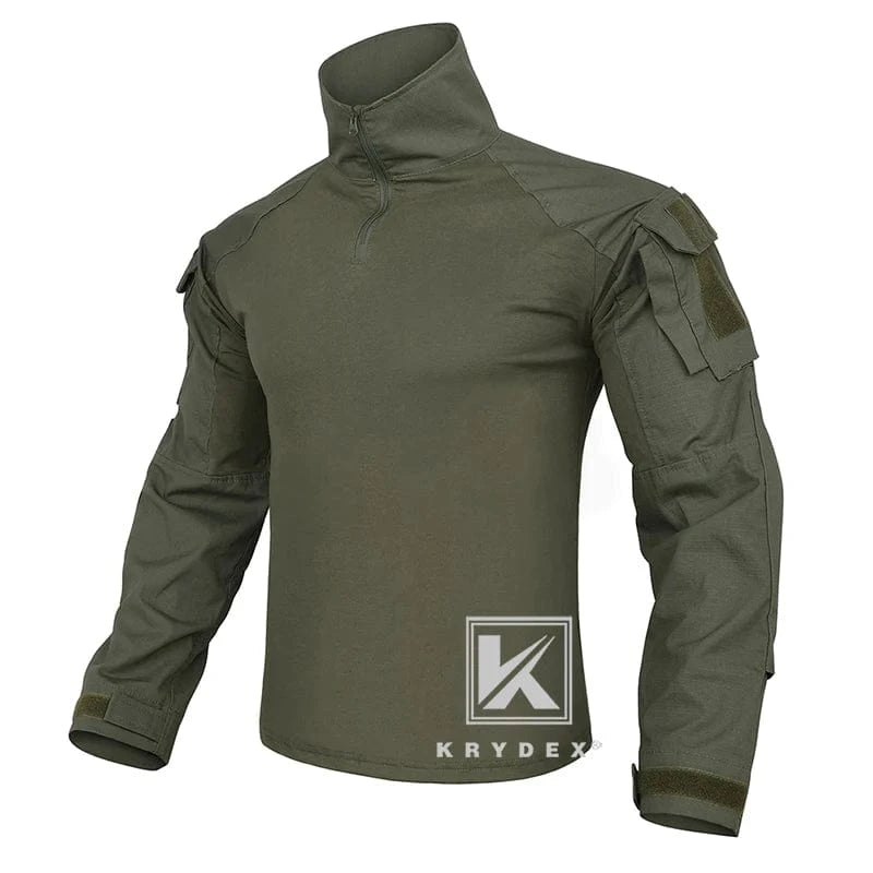 KRYDEX Combat Shirt with Elbow Pads For Hunting Outdoor Tops Tactical Clothes MC Tiger Stripes Shirts RG / XXXL / CHINA