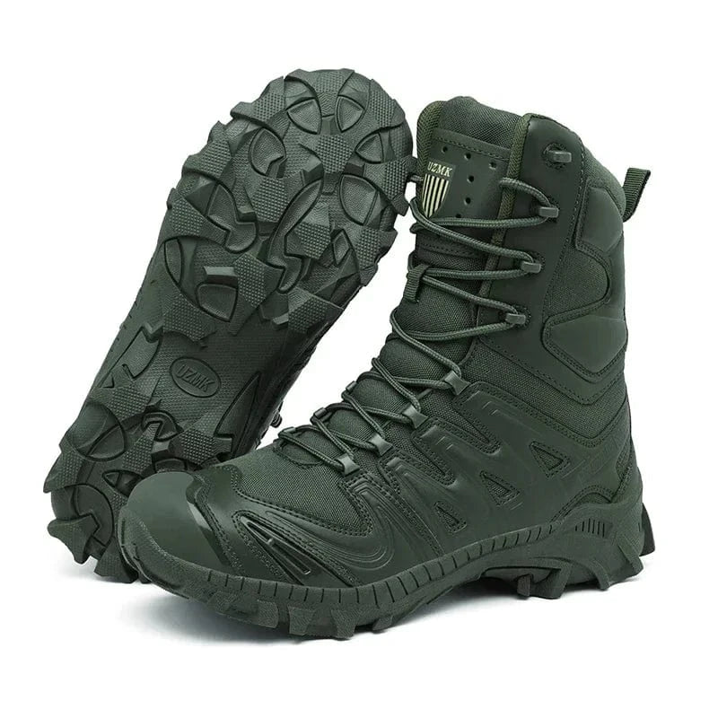Men Climbing Shoes Waterproof Size Plus Tactical Boots Military Hunting Hiking Shoes Breathable Army Boot Anti-Slip Motorcycle 525-Green / 46 / CHINA