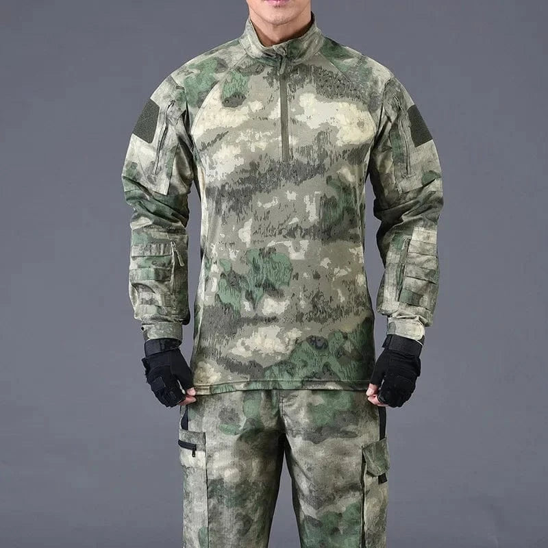 Men Frog Suits Outdoor Long Sleeve Tshirts Field Sport Training Instructor Clothing Hunting Hiking Camo Shirts and Cargo Pants All FG Shirt 1 / XL