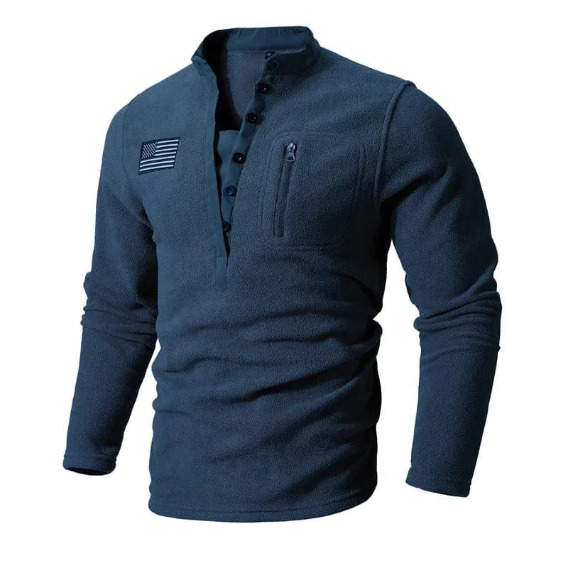 Men's Clothing Trainning Tactical Top 2023 NEW Long Sleeved Warm Tshirt Windproof Pullover For Men Sweatshirt Blue / M