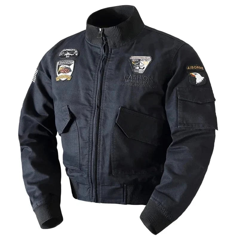 Men's Jacket 6XL Solid Emblem Flight Air Force Jacket High Quality Fit Coat Baseball Jacket Military Men's Short Homme navy blue / 6XL 98-102kg