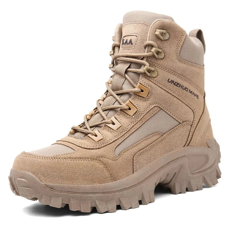 Men Tactical Boots Outdoor Desert Combat Boots Waterproof Ankle Men Ankle Boots Work Safety Shoes Climbing Hiking Shoes Beige / 46