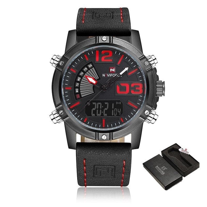 Montre analogique NAVIFORCE noir/rouge