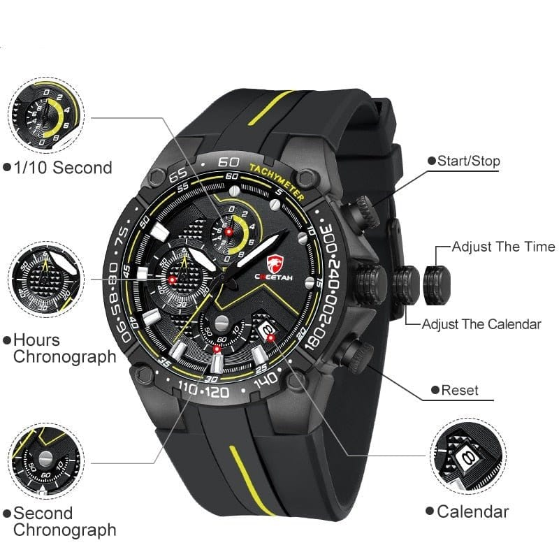 Montre chronographe CHEETAH noir/rouge