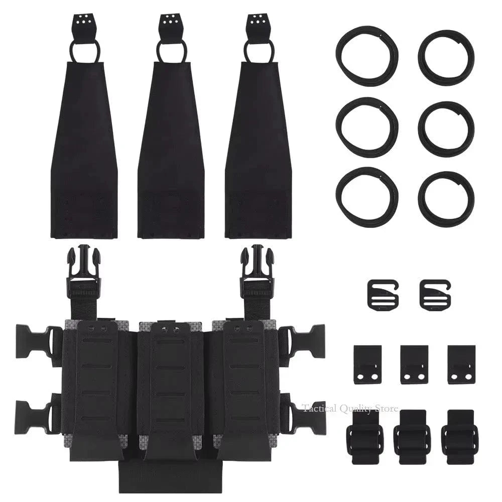 Multifunction Sleds Placard Triple 556 Magzine Pouch for UG LV119 FCPC V5 Tactical Plate Carrier Chest Rig Front Tools Mag Bag BLK