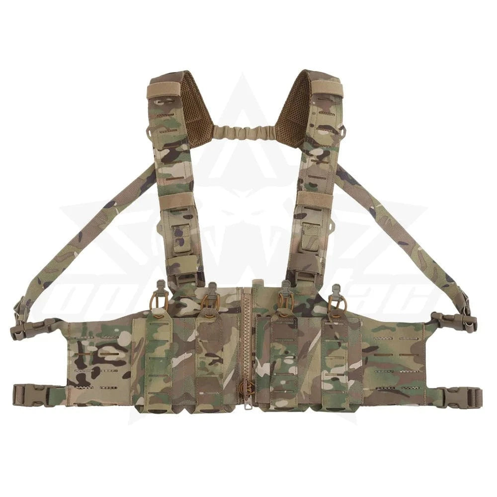 OPHIDIAN with M4 AR Magazine Pouch Adjustable Molle H-Type Vest Chest Gear Lightweight Zipper Link Fixed Vest MC