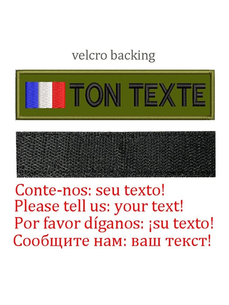 Patch drapeau nom personnalisé uniforme France-Velcro