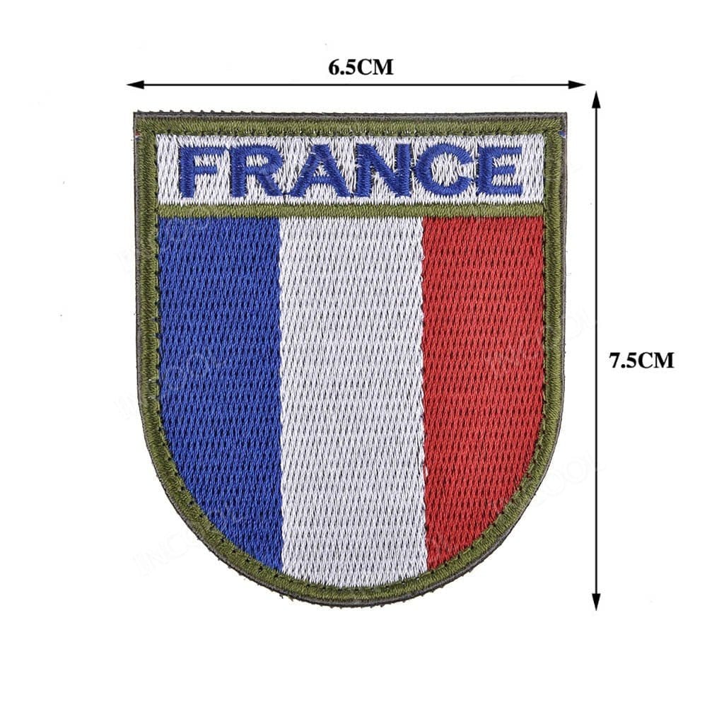 Patch écusson drapeau Français 6,5 x 7,5 cm
