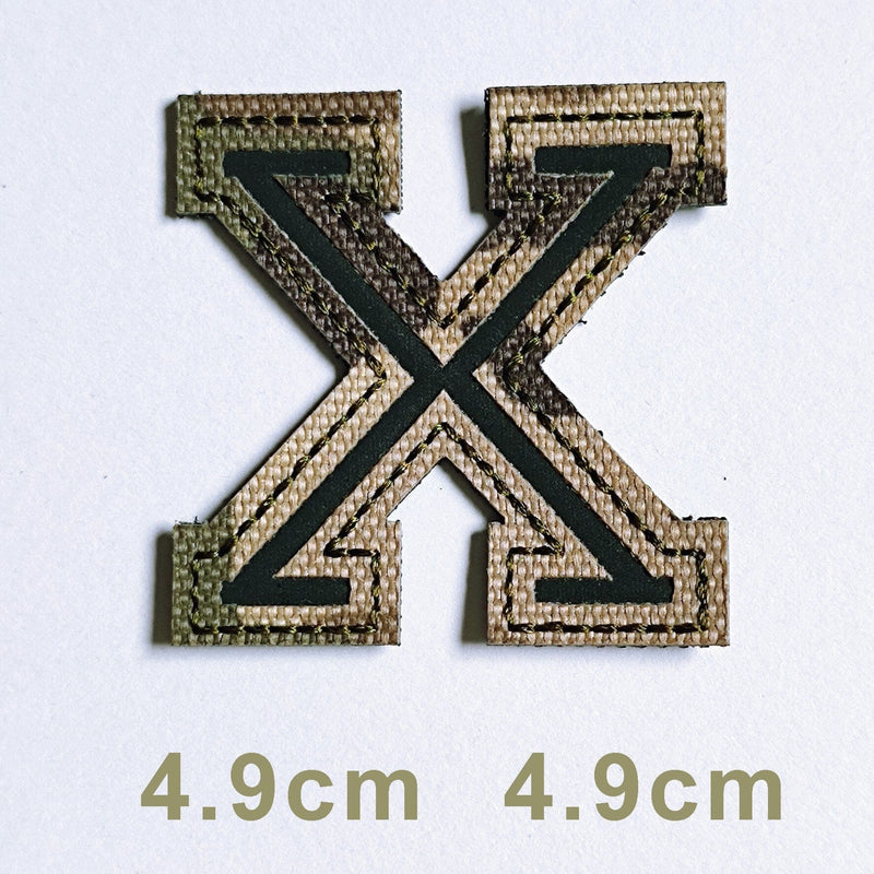 Patchs chiffres et lettres camo réfléchissant X
