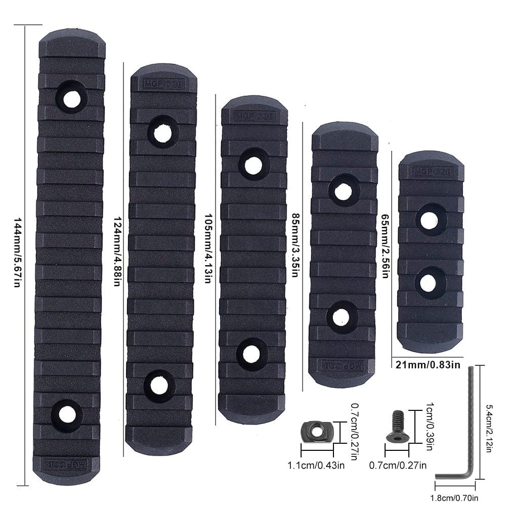 Rails Picatinny 5, 7, 9, 11, 13 fentes 5 pcs