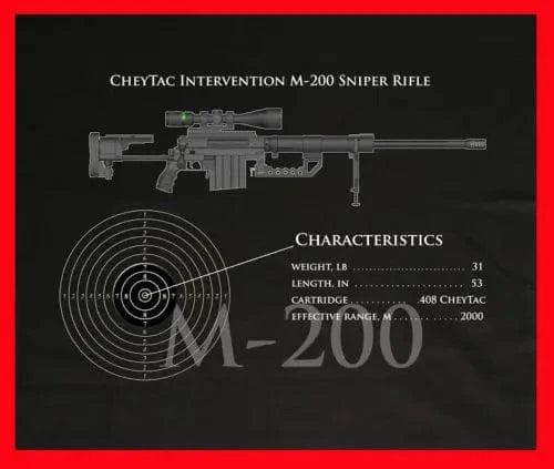 Rare New Black Cotton T-Shirt Cheytac Intervention M-200 Sniper Rifle Ak 47 Nwt 2019 Brand Men Clothing Fashion Design T Shirt