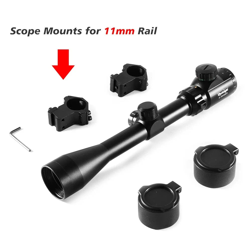 Riflescope 3-9x40 Rifle Sniper Scope Red or Green Illuminated Optical with Mounts Mil Dot Fit Free Crosshair 3940BEG11MM / United States