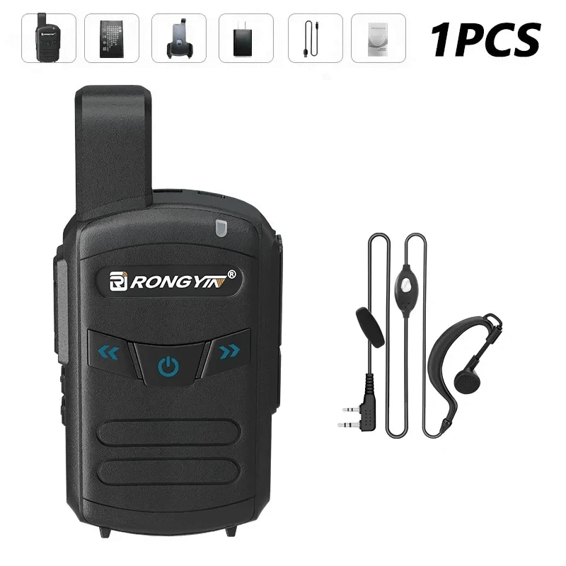 RongYin A5 Walkie Talkie Type-C Charger UHF 400-470Mhz Battery Saving 16 Channels Wireless Frequency Copy Mini Radio Gift BF-T20 Black-Headset