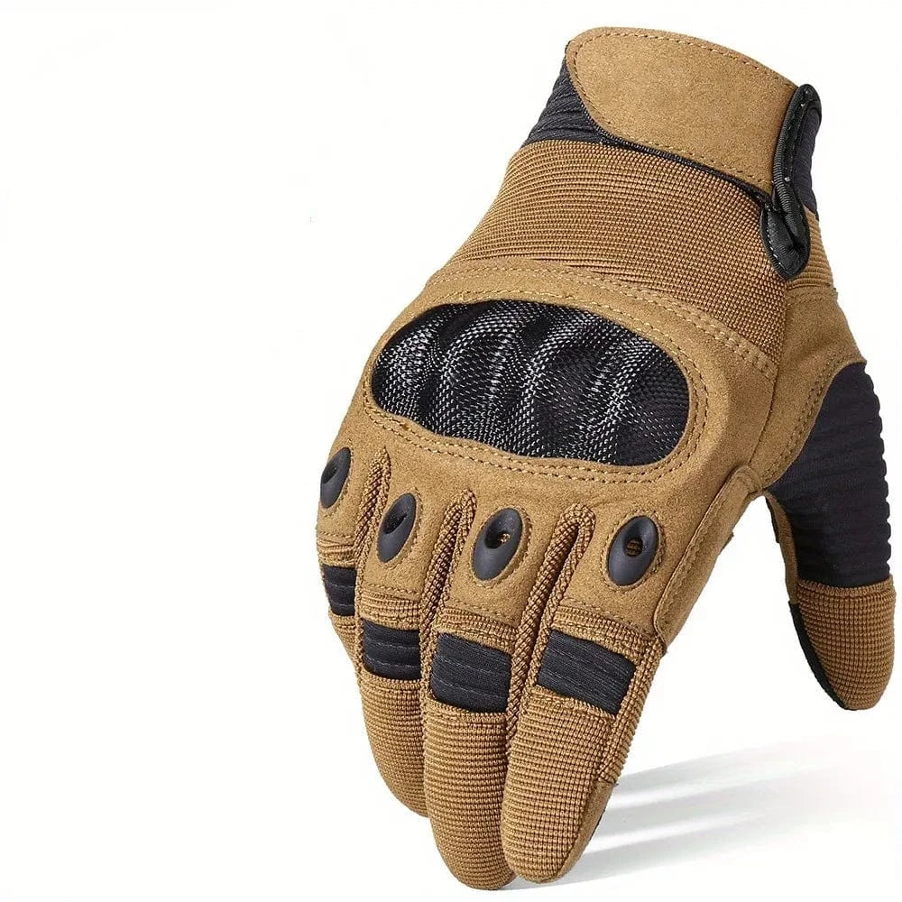 Super Fiber Men's Tactical Gloves Protection Shell Men Women Riding Hard Knuckle Full Finger Touch Screen Motorcycle Gloves Khaki / M