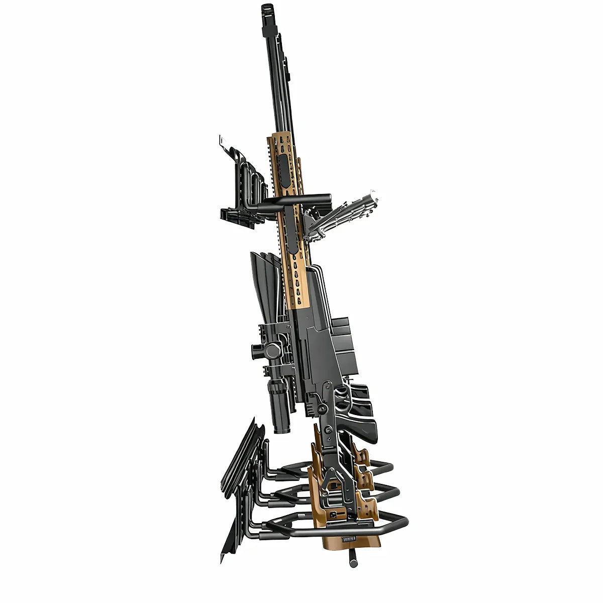 Support mural pour fusil tactique, présentoir pour fusils, fusil de chasse, carabine, support de rangement intérieur en acier, 3 emplacements pouvant contenir jusqu'à 160 lb Gun Rack
