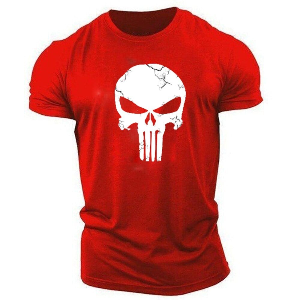 T-shirt crâne 3D col rond Spartan Rouge / 6XL