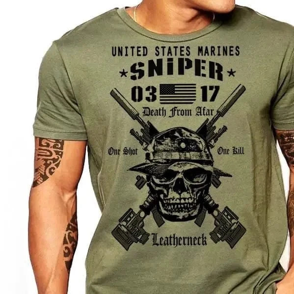 T-shirt militaire USMC Scout Sniper US Marines Vert armée / S