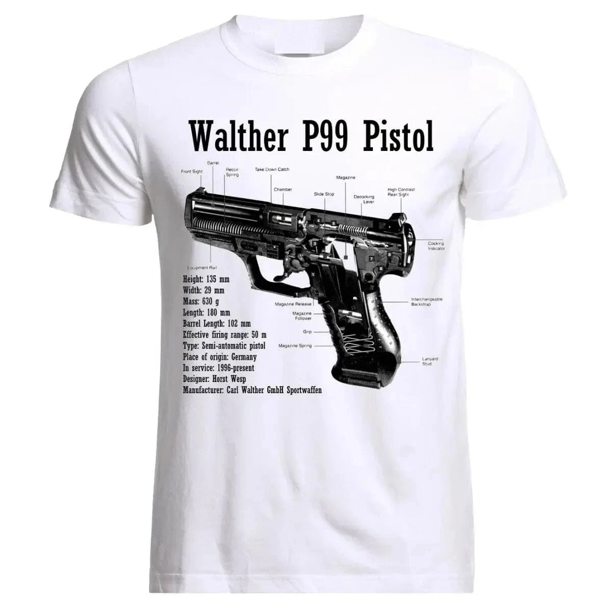 T-shirt Walther P99 manches courtes Blanc / XL