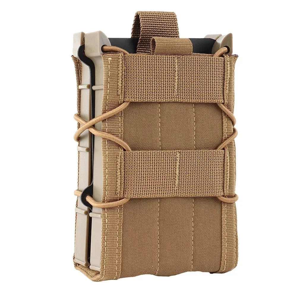 Tactical 5.56/7.62 Double Magazine Pouch AK AR M4 AR15 Single Molle Bag Rifle Mag Holster for Hunting CS Airsoft Accessories Wolf brown