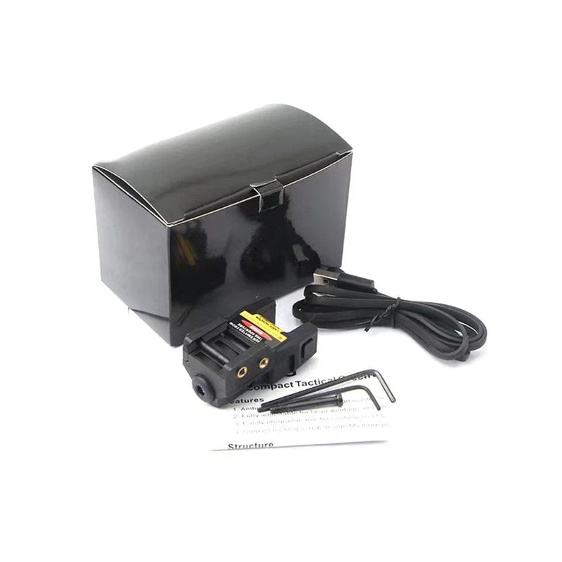 Tactical Green Laser Sight Magnetic Rechargeable Mini Handgun Strobe Dot Sight Weapon Pistol Beam for 20mm Rail Built-in Battery Green Laser