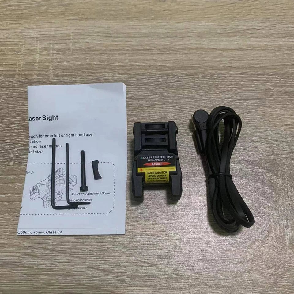 Tactical Green Laser Sight Magnetic Rechargeable Mini Handgun Strobe Dot Sight Weapon Pistol Beam for 20mm Rail Built-in Battery Green Laser